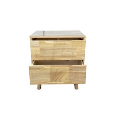 Table de chevet 2 tiroirs en hévéa 45x40x50 Cm