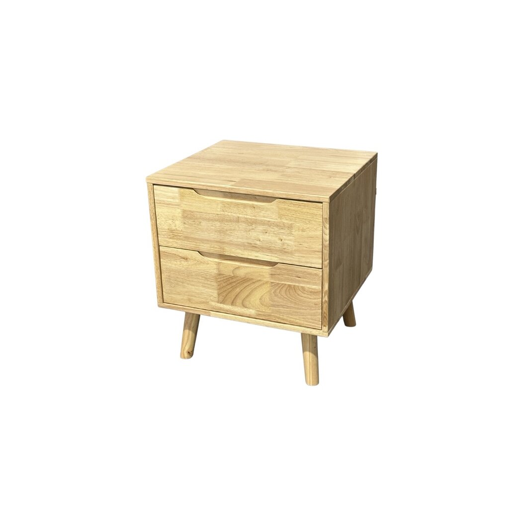Table de chevet 2 tiroirs en hévéa 45x40x50 Cm