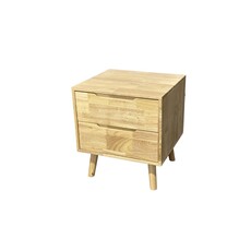 Table de chevet 2 tiroirs en hévéa 45x40x50 Cm