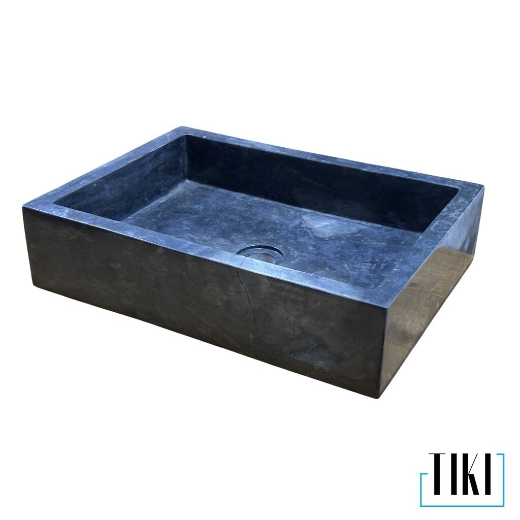 Vasque en marbre noir 50x35x12 cm