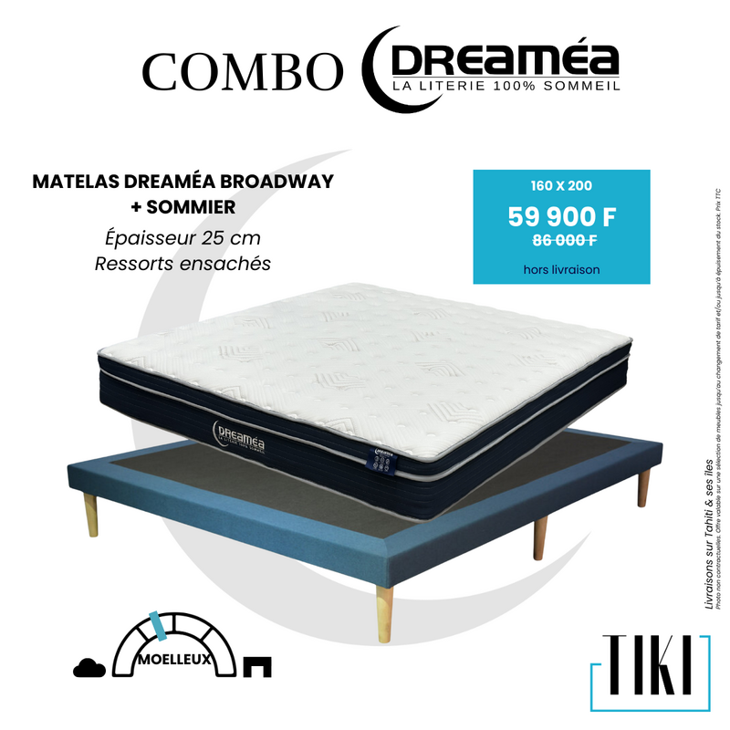 Combo Matelas BROADWAY 160X200 Cm + Sommier 10 Cm