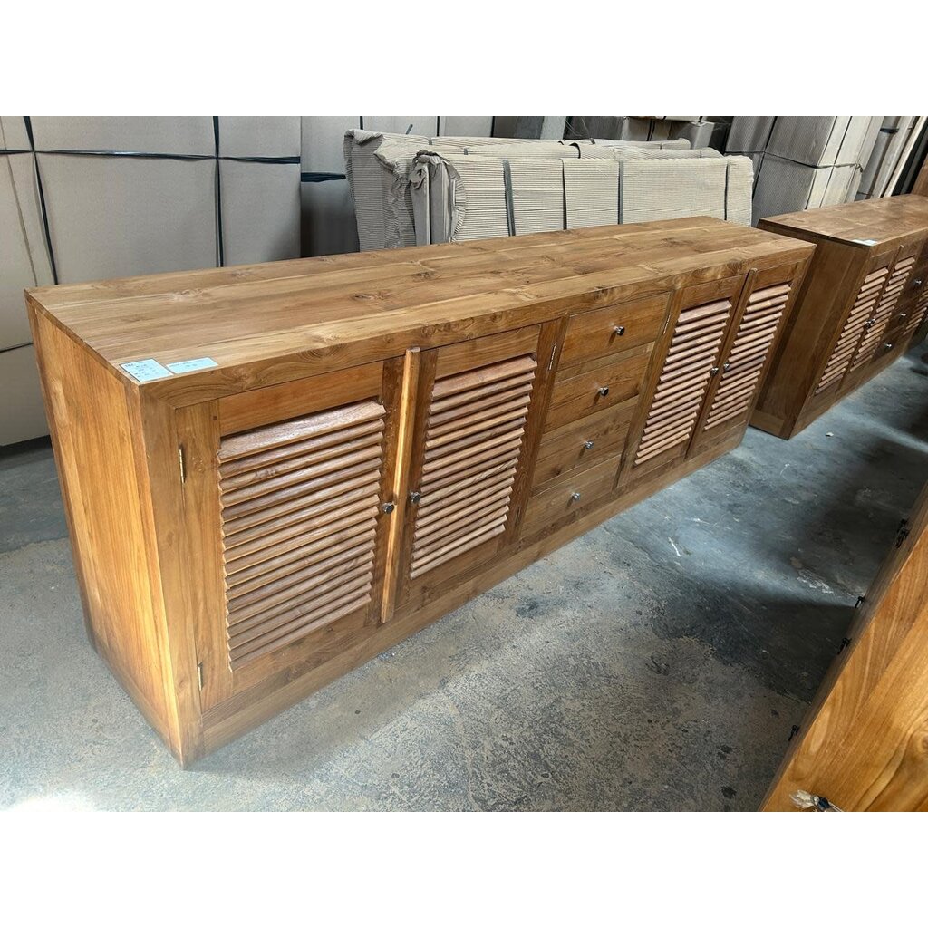 Krepyak - Buffet en teck 4 portes 4 tiroirs 250x45x85 cm Brut