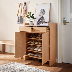 Meuble à chaussures 80 cm 2 portes 2 tiroirs - Bois