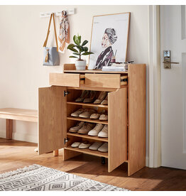 Meuble à chaussures 80 cm 2 portes 2 tiroirs - Bois