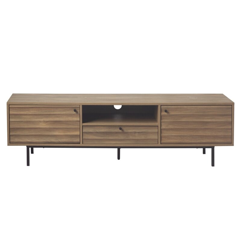 Meuble TV Harmonie 2 portes 1 tiroir 160x40x46 cm Noir bois