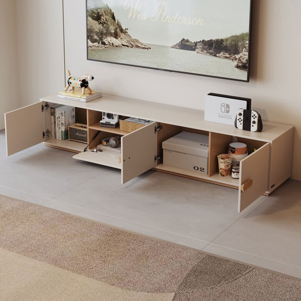 Meuble TV 3 portes 1 tiroir 180x41x40 cm Gris Bois