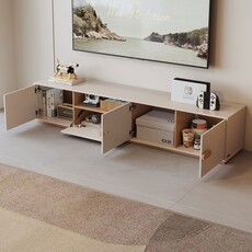 Meuble TV 3 portes 1 tiroir 200x41x40 cm Gris Bois