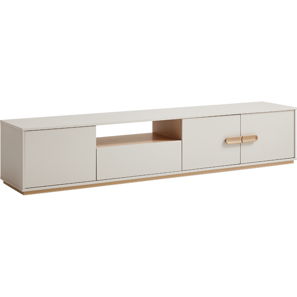 Meuble TV 3 portes 1 tiroir 200x41x40 cm Gris Bois