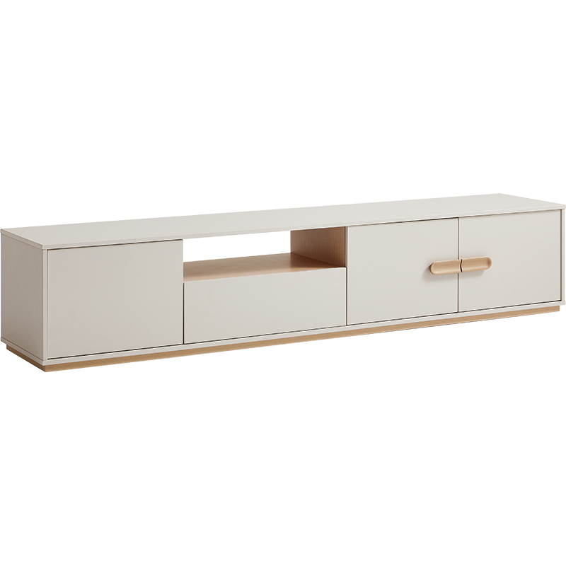 Meuble TV 3 portes 1 tiroir 200x41x40 cm Gris Bois