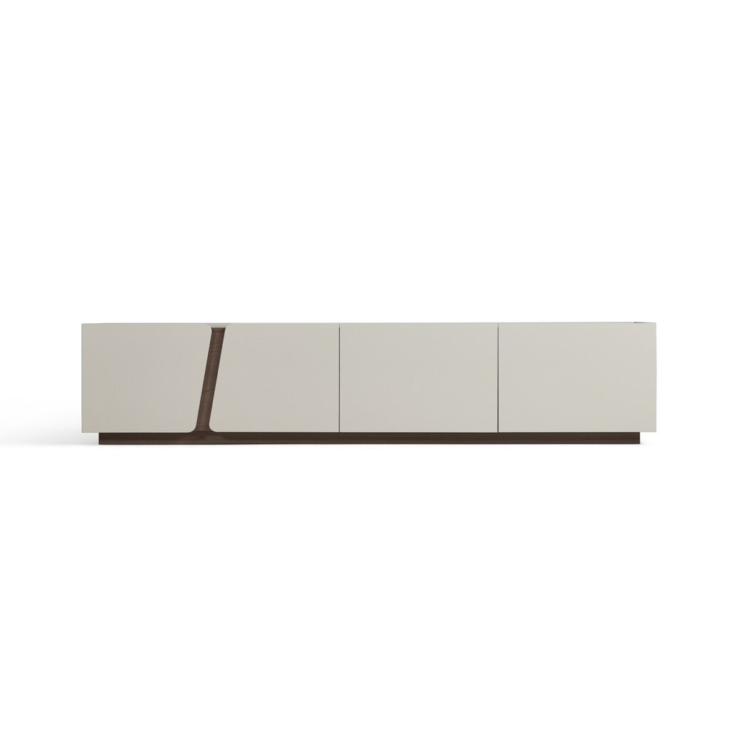 Meuble TV 4 tiroirs 180x41x43 cm Blanc et Gris