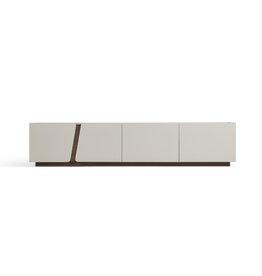 Meuble TV 4 tiroirs 180x41x43 cm Blanc et Gris