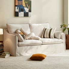 Canapé 3 places en tissu 222x96x92 cm Blanc