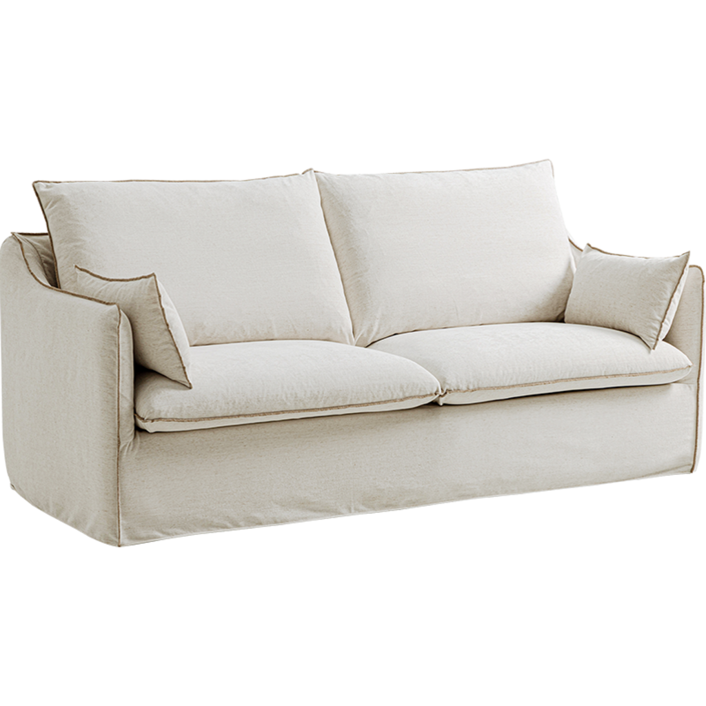 Canapé 3 places en tissu 222x96x92 cm Blanc