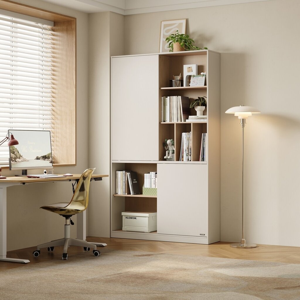 Armoire 2 portes coulissantes Gris clair