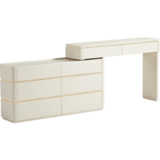 Coiffeuse 6 tiroirs 180x30x77cm Blanc