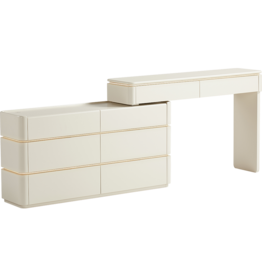 Coiffeuse 6 tiroirs 180x30x77cm Blanc