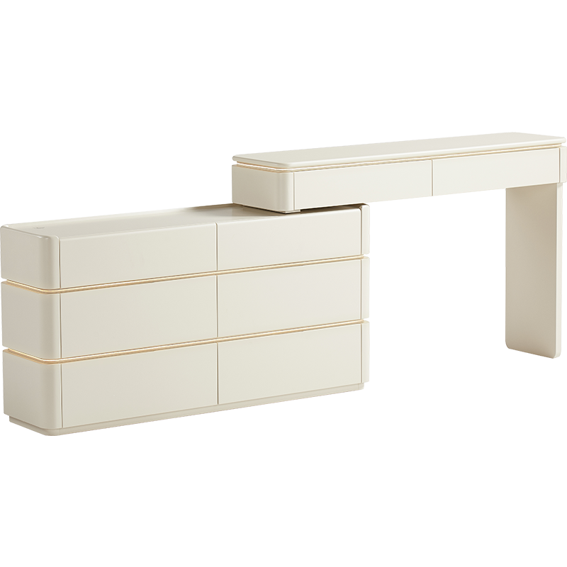 Coiffeuse 6 tiroirs 180x30x77cm Blanc