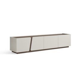 Meuble TV 4 tiroirs 200x41x43 cm Blanc et Gris