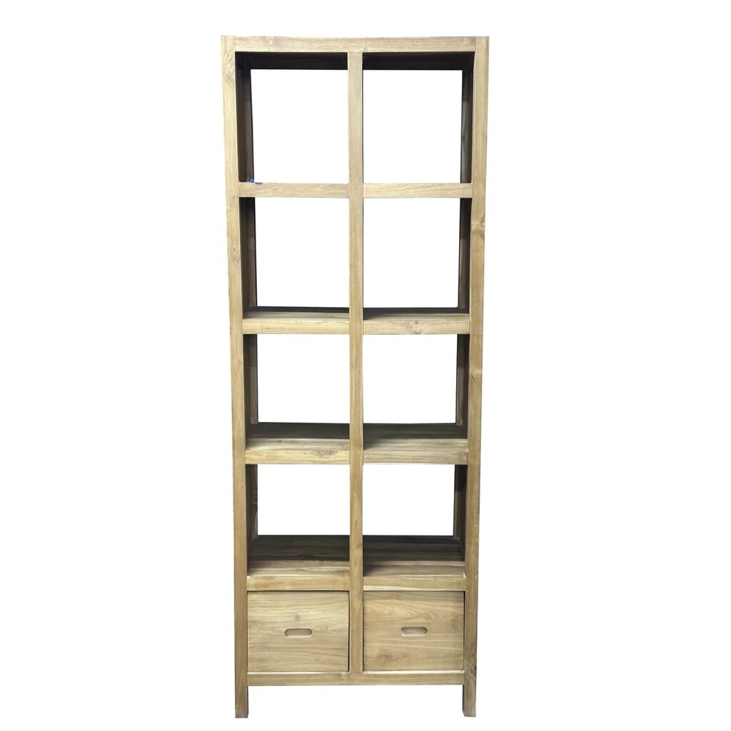 Bibliothèque en teck 8 cases 2 tiroirs 72x40x195 Cm Waxed