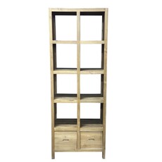 Bibliothèque en teck 8 cases 2 tiroirs 72x40x195 Cm Waxed