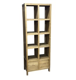 Bibliothèque en teck 8 cases 2 tiroirs 72x40x195 Cm Waxed