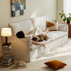 Canapé 3 places en tissu 222x96x92 cm Blanc