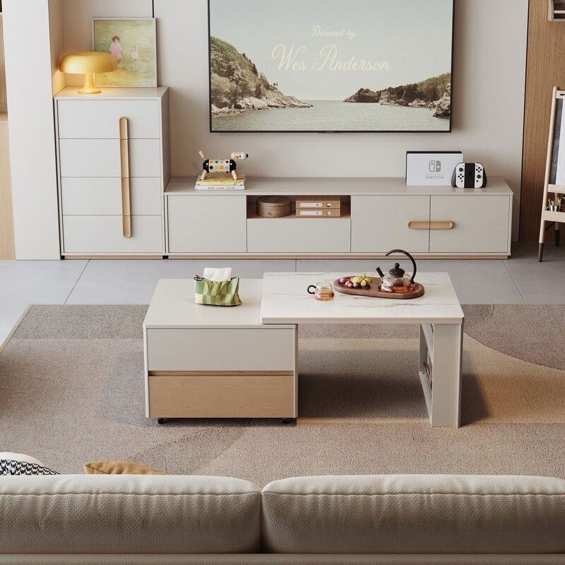 Table basse ajustable 125x60x46 cm Gris