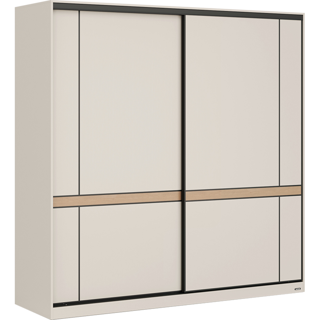 Armoire avec 2 portes coulissantes 160 cm - Gris et Bois