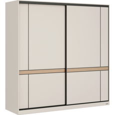 Armoire avec 2 portes coulissantes 160 cm - Gris et Bois