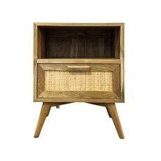 Table de chevet 1 tiroir rotin 60x45x65 Cm Brut WB
