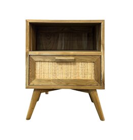 Table de chevet 1 tiroir rotin 60x45x65 Cm Brut WB