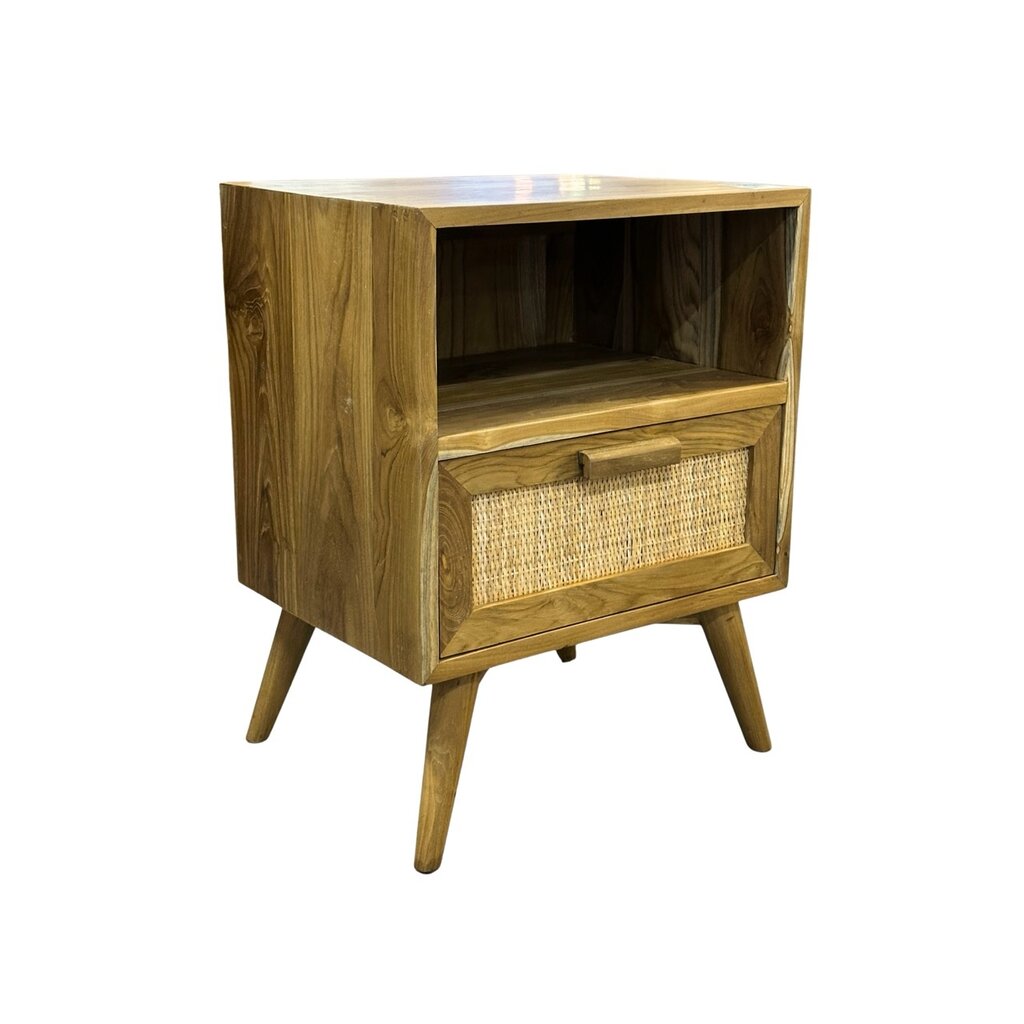 Table de chevet 1 tiroir rotin 60x45x65 Cm Brut WB