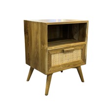 Table de chevet 1 tiroir rotin 60x45x65 Cm Brut WB