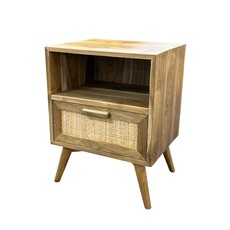 Table de chevet 1 tiroir rotin 60x45x65 Cm Brut WB
