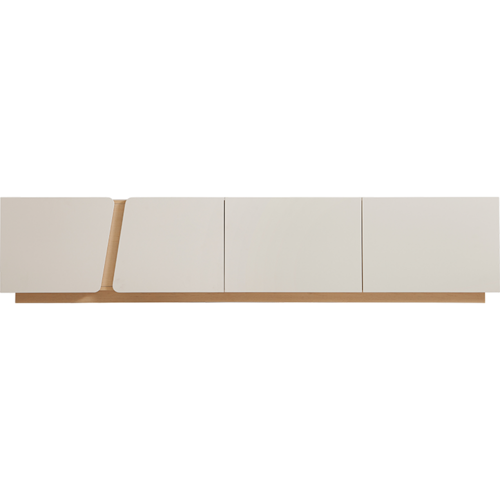 Meuble TV 4 tiroirs 180x41x43 cm Blanc et Gris