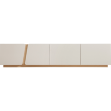 Meuble TV 4 tiroirs 180x41x43 cm Blanc et Gris