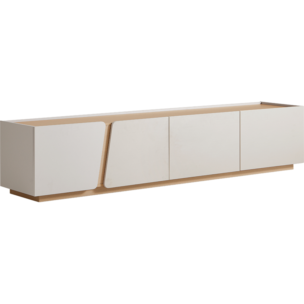 Meuble TV 4 tiroirs 180x41x43 cm Blanc et Gris