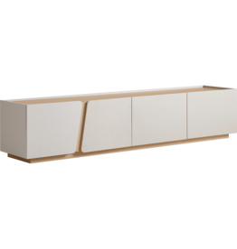 Meuble TV 4 tiroirs 180x41x43 cm Blanc et Gris