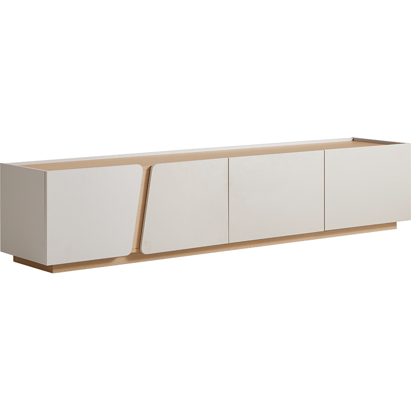 Meuble TV 4 tiroirs 180x41x43 cm Blanc et Gris