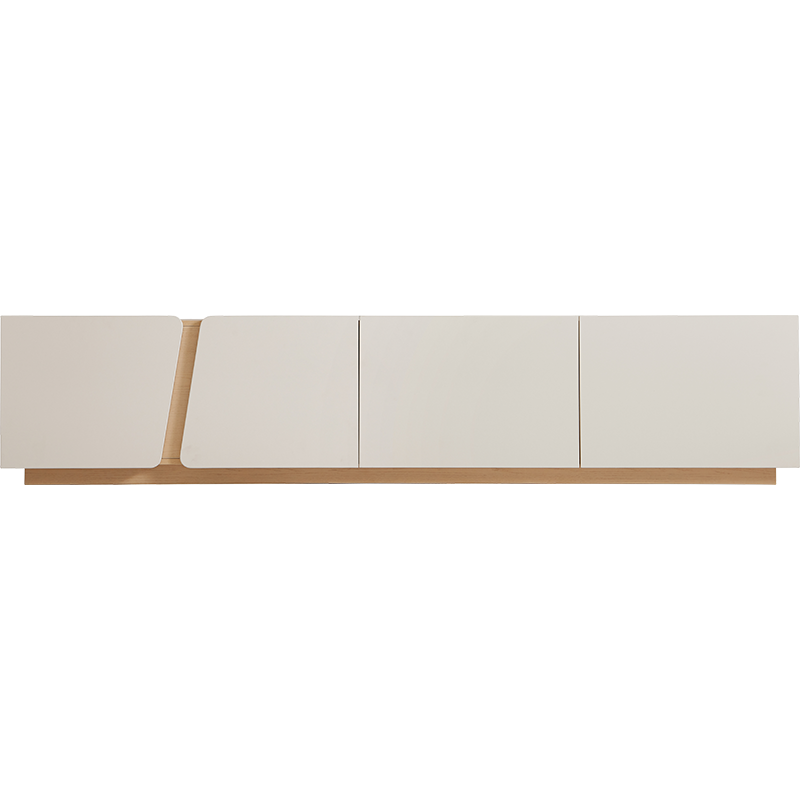 Meuble TV 4 tiroirs 200x41x43 cm Blanc et Gris