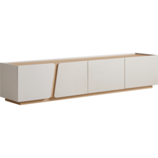 Meuble TV 4 tiroirs 200x41x43 cm Blanc et Gris