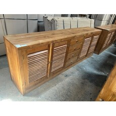 Krepyak - Buffet en teck 4 portes 4 tiroirs 250x45x85 cm Brut WB