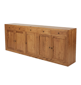 Buffet 5 Portes 5 Tiroirs 250x40x100 Cm Naturel (BT-234)