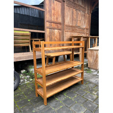 Étagère 4 niveaux en teck 110x35x105 cm Naturel Clair