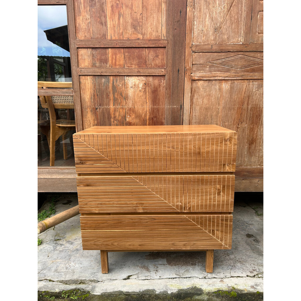 Commode 3 tiroirs 95x50x95 cm Brut WB