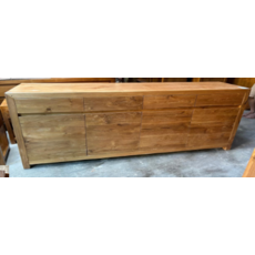 Buffet 4 portes 4 tiroirs en teck 195x45x85 Naturel clair