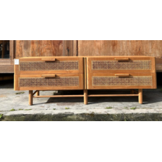 Meuble TV 4 tiroirs rotin 160x40x60 Cm