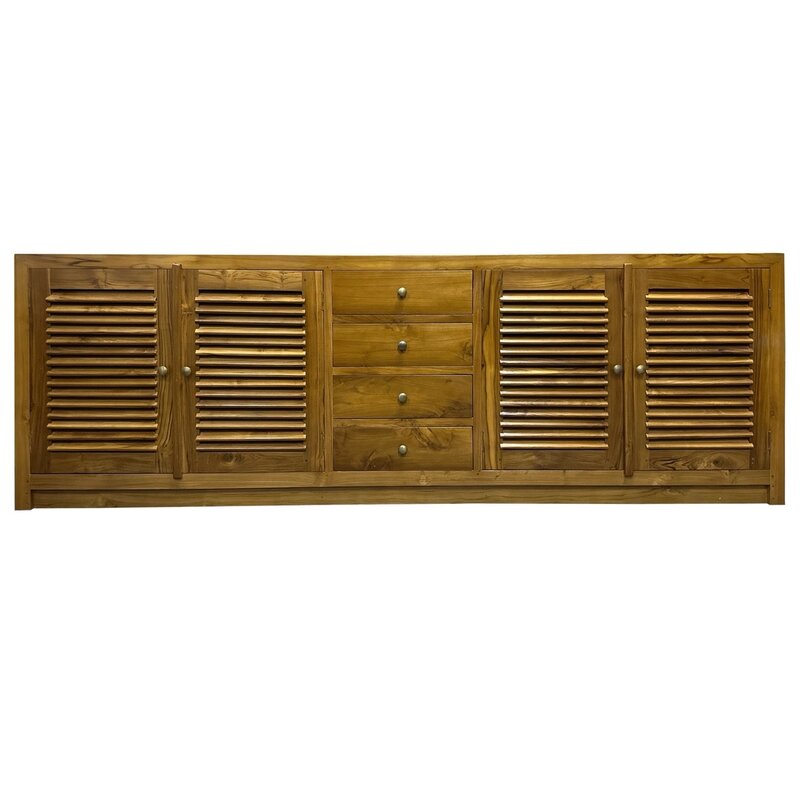Krepyak - Buffet en teck 4 portes 4 tiroirs 250x45x85 cm Brut WB