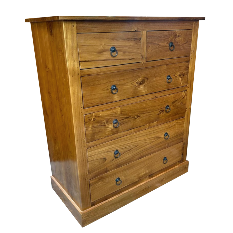 Commode 6 tiroirs 89x40x110 Cm Naturel