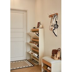 Meuble à chaussures L 75 cm - Blanc et bois
